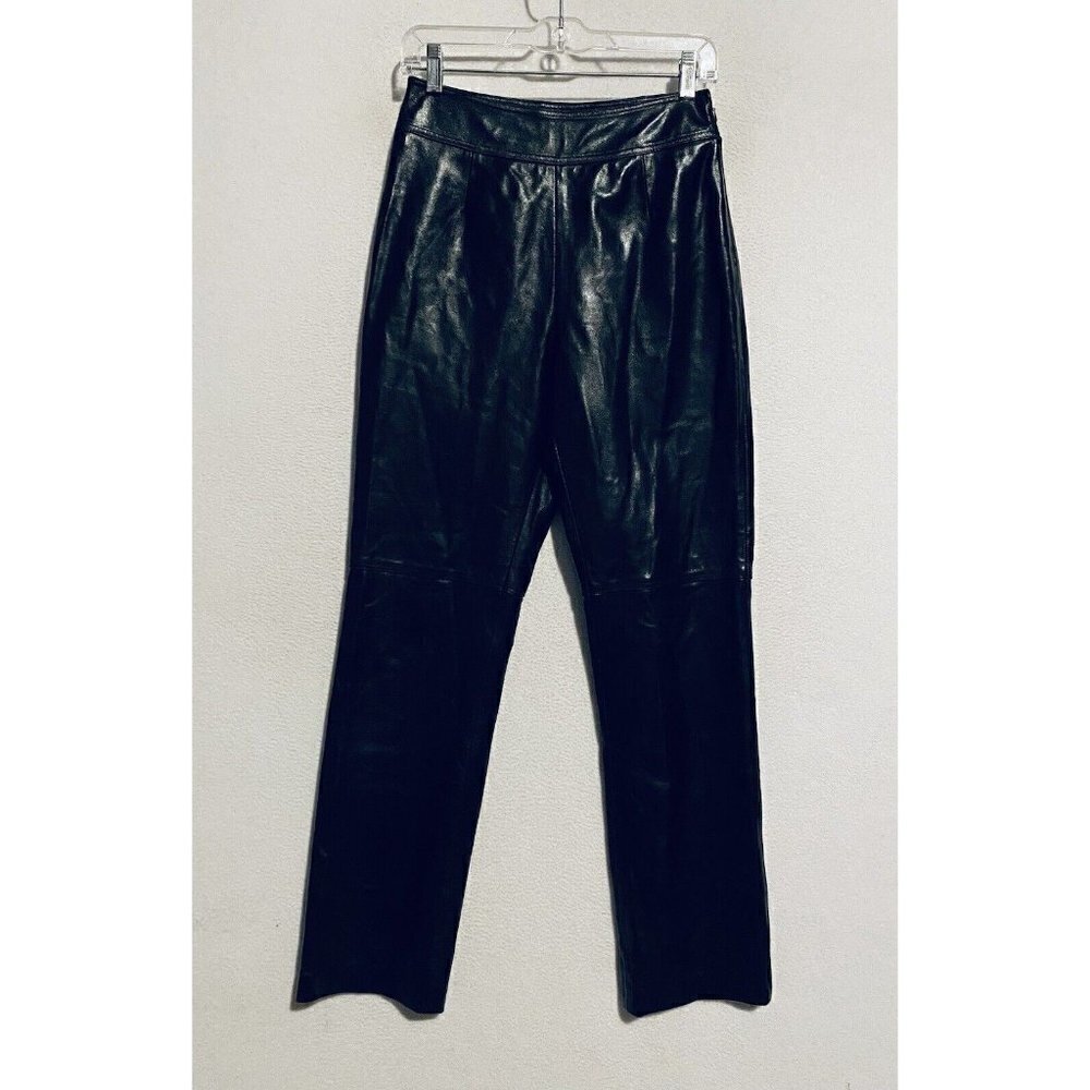 Vintage Together Pants Womens 4 Black Cow Italian Split Leather High Waist Boho